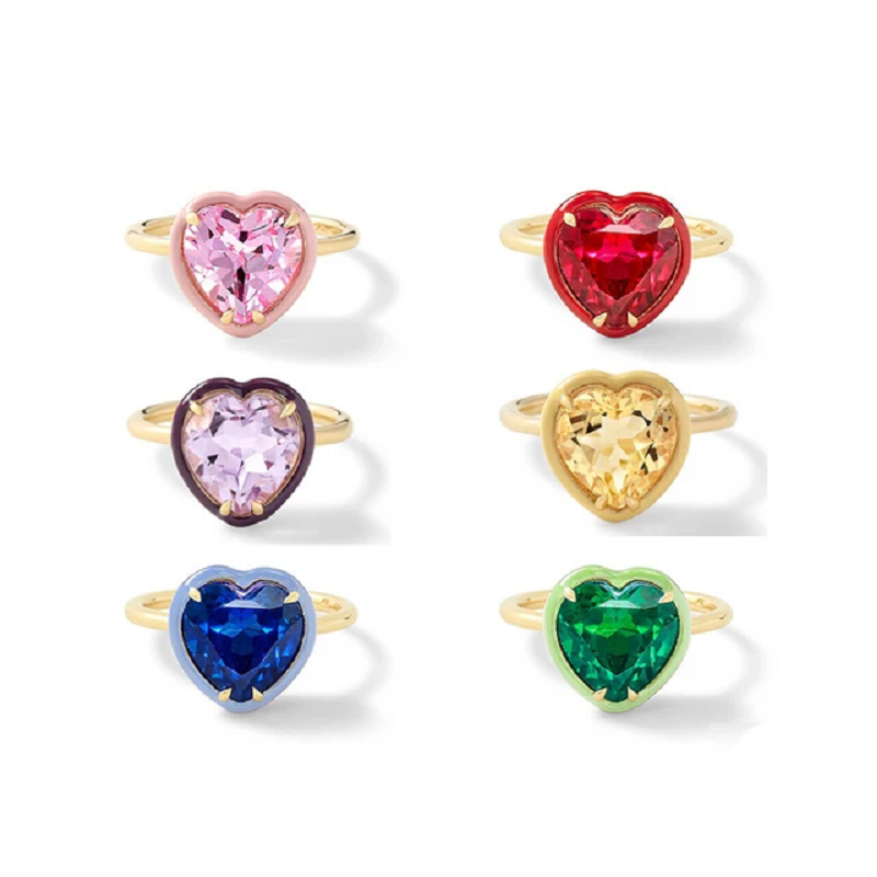 Bagues colorées en forme de cœ - Birthstone Ring Set avis et prix
